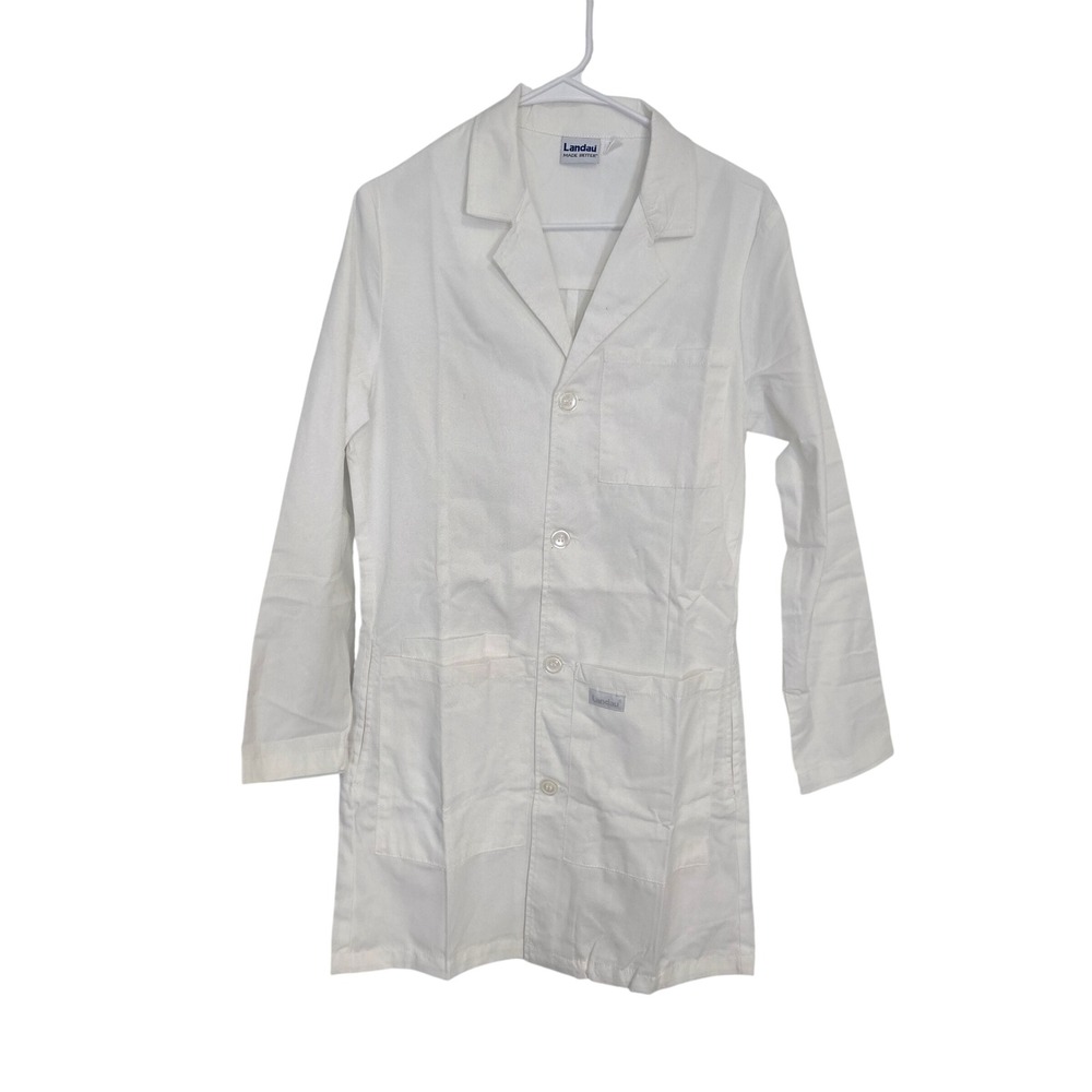 Lot of 3 Landau Lab Coat Mens XS White Long Sleeve Button Front Medical Uniform